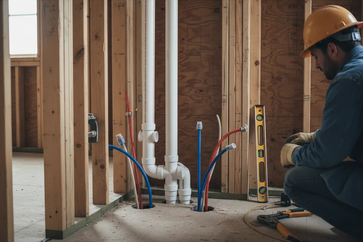Drain and supply rough-in during Leak Detection in Glade Hill